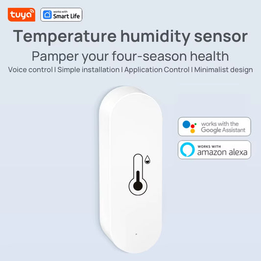 Tuya Smart Wifi Temperature and Humidity Sensor Indoor Humidity Sensor Battery Powered APP Monitoring for Alexa&Google Home